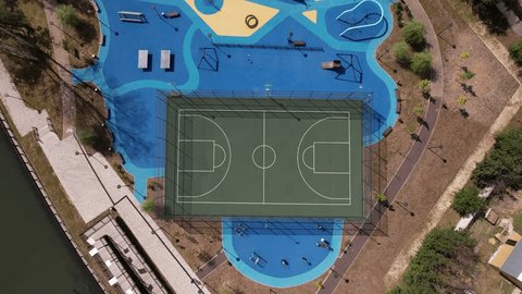Drone Ascending above Tennis Court