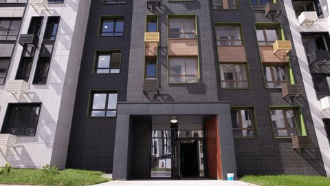 Drone Ascending Front Building Entrance Rafinad Residential