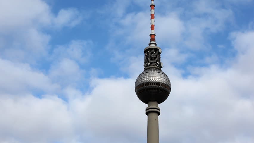 Berlin TV Tower with clouds passing bye fastly / HD1080 / 29.97fps