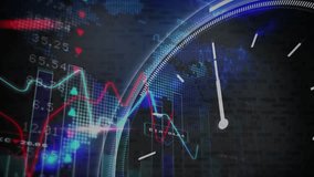 Animation of data processing over clock. global business and digital interface concept digitally generated video. - Powered by Shutterstock - Get 15% off with code: PIKWIZARD15