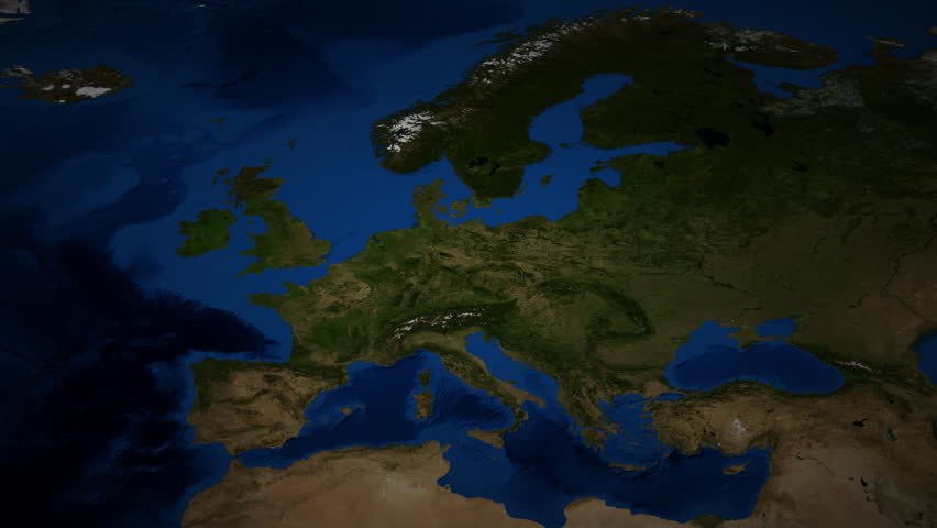 Romania 4k satellite locator map zooming into Bucharest and Romanian borders with illuminated 3d shadow for Eastern European travel Balkan geopolitics and international broadcast journalism