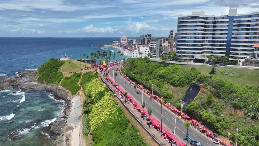 Salvador Skyline In Salvador In Bahia Brazil. Summer Landscape. Beach Cityscape. Tropical Skyline. Salvador Skyline In Bahia Brazil. Nature Scenery. Paradisiac Seascape.
