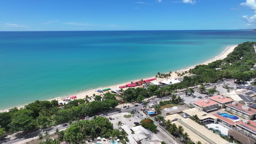 Porto Seguro Skyline At Porto Seguro In Bahia Brazil. Beach Landscape. Beautiful Coastline. Travel Destination. Porto Seguro Skyline In Porto Seguro In Bahia Brazil. Brazil Northeast Skyline.