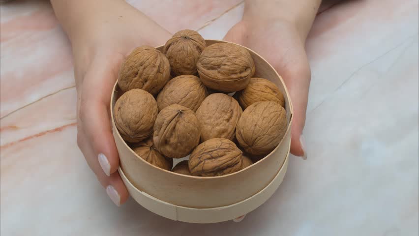 walnuts in a basket nature