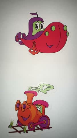 Cute Cartoon Transportation Theme Kids Stickers Featuring Colourful Cars, Trucks, Boats and Planes and Playful Vehicle Illustrations on a Clean Background
