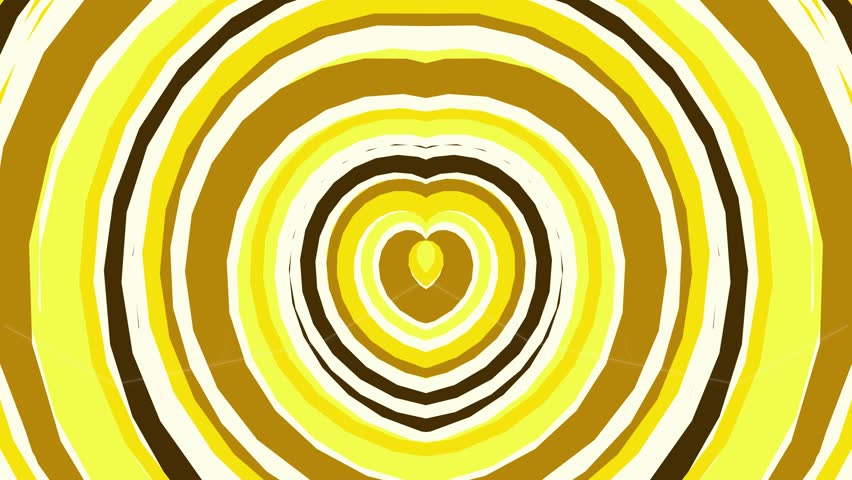 Concentric yellow and brown circles forming a heart shape viewed from directly above