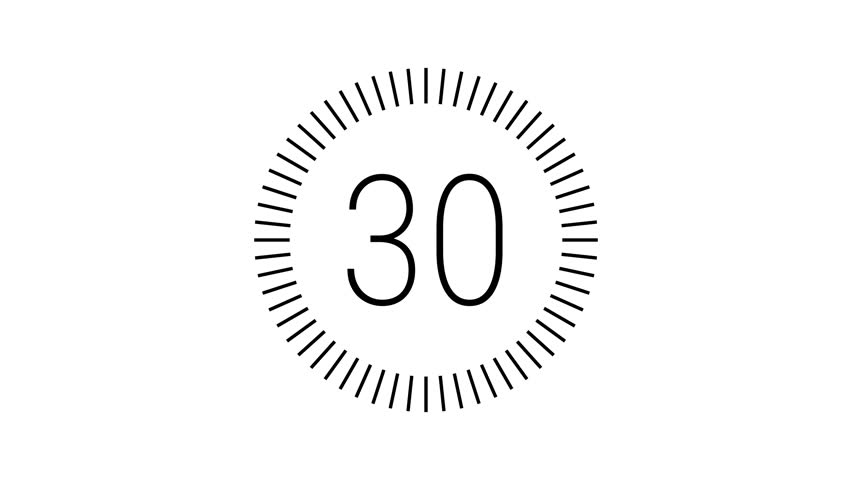 Motion graphic simple animation of counting from 30 to 0 seconds a circular loading