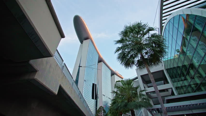 Modern architecture of Marina Bay Sands in Singapore cityscape. Urban landscape of skyline of tourist points in business capital of Asia.