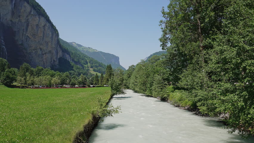 Lauterbrunnen River and Valley Landscape, Switzerland