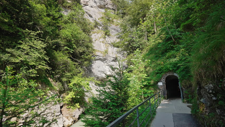 Entrance Tunnel to Trümmelbach Falls in Lauterbrunnen, Switzerland