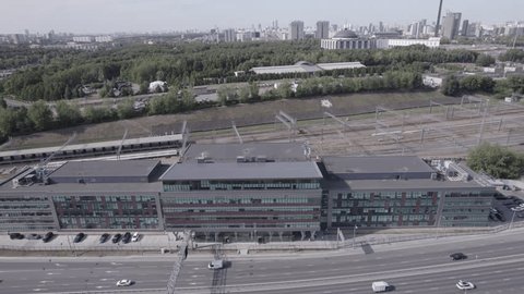 Drone Descending toward Moscow Business Center