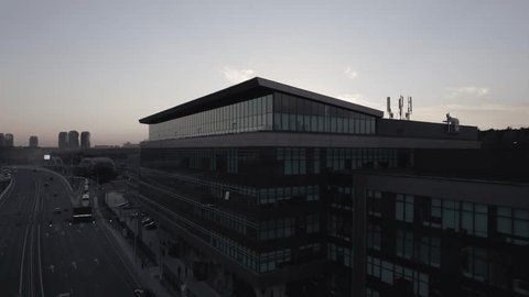 Fast Backward Drone Ascent Sunset