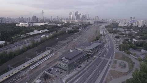 Drone Flying Forward Descending Dusk