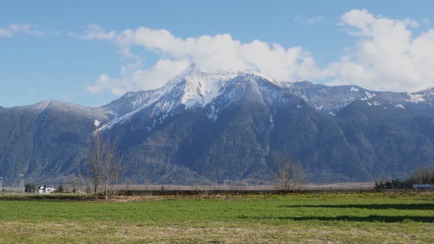 Mount Cheam during a winter season in Agassiz, Fraser Valley, British Columbia, Canada