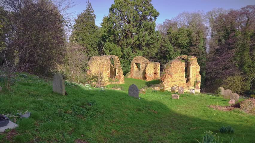 The ruins of St. John the Baptist Church in Boughton Green, Northamptonshire. 