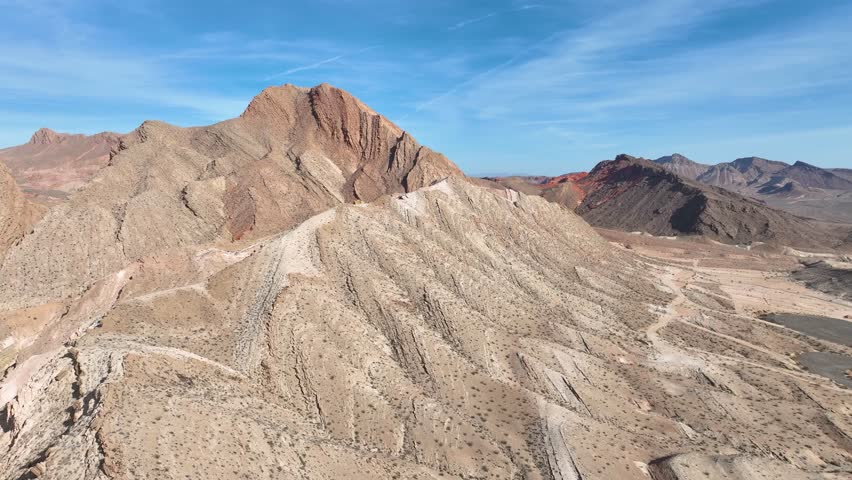 Aerial Desert Mountains Callville Bay Lake Mead Anniversary Narrows Fly Through. 3D Illustration