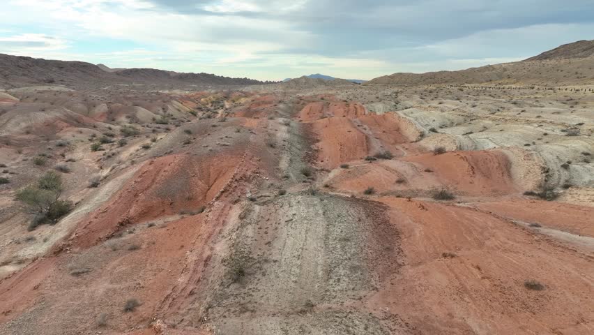 Aerial Lava Butte Desert Landscape Near Las Vegas Nevada Fly Through. 3D Illustration