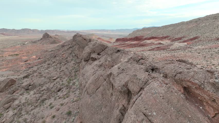 Aerial Lava Butte Ridge Las Vegas Nevada Desert Landscape Fly Through. 3D Illustration