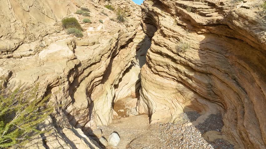 Aerial Anniversary Narrows Lake Mead Dramatic Canyon Rock Formations Fly Through. 3D Illustration
