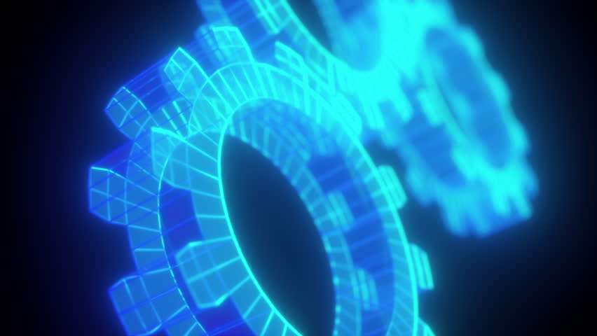 Digital neon gear. Computer generated 3d render