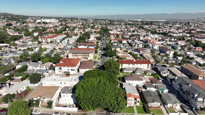 San Pedro, California, USA - Aerial View of Residential Homes Overlooking Harbor City and Carson, CA