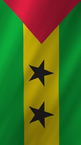 Vertical Sao Tome and Principe Flag, 4K High Quality Fabric Motion