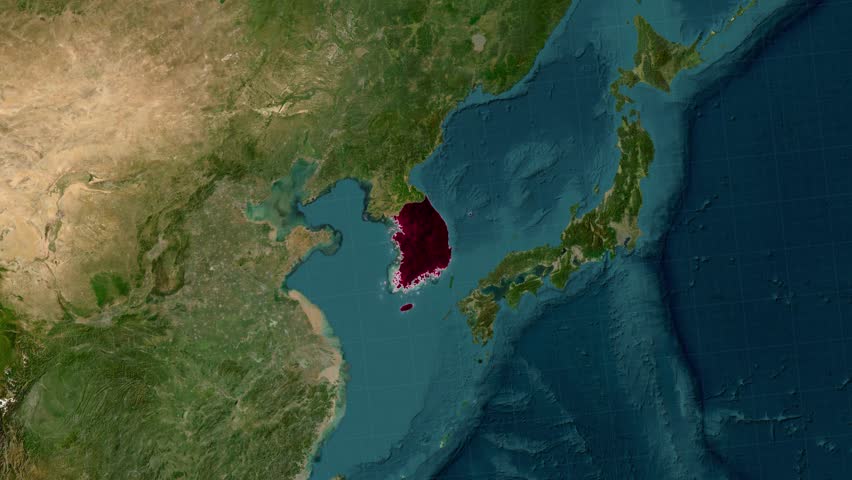 High Resolution Map of South Korea with Glowing Border