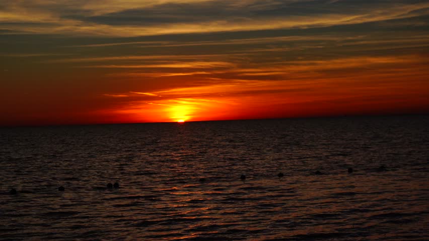 The sun set landscape of gulf of America and Port Richey in Florida