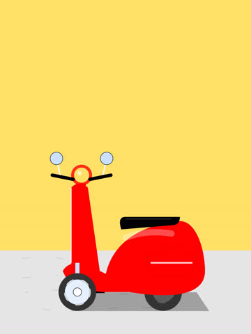 4K ProRes MOV animated vector scooter motion graphic, smooth modern urban transportation concept, clean minimal flat design, seamless loop animation, delivery vehicle, eco-friendly mobility, high resolution professional motion clip