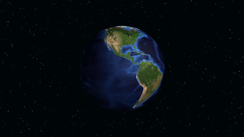 Digital animation zooms from space into North America, pinpointing Austin, Texas with coordinate markers