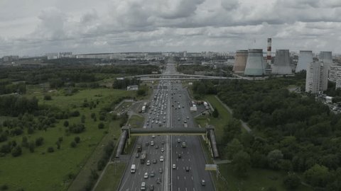 Drone Flying Forward above Mkad Highway