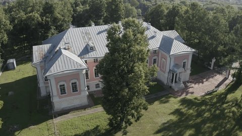 Drone Circling above Lopasnya Zachatyevskoye Manor Chekhov