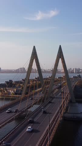 Vehicle traffic on the Millennium Bridge in Kazan