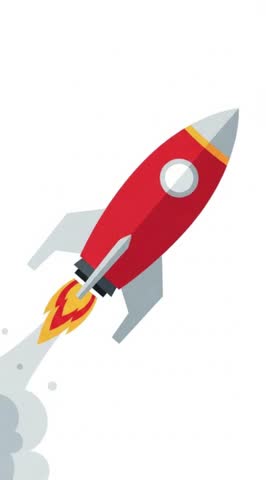 Vibrant rocket launching into the sky with fiery boosters