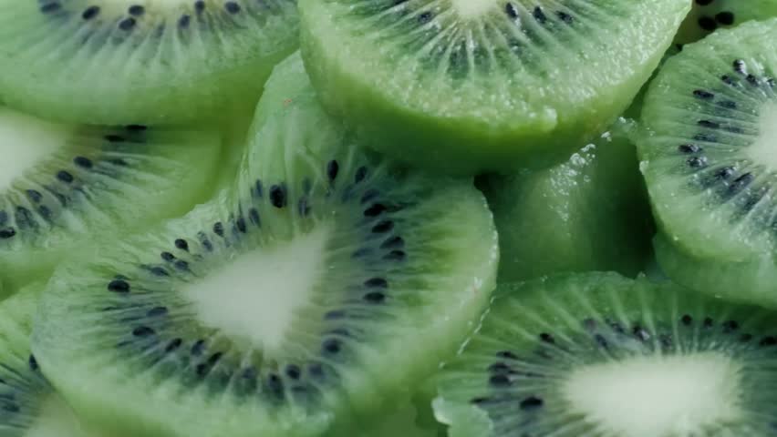 Stacked slices of fresh kiwi fruit