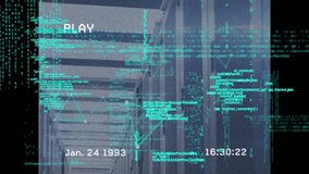 Animation of data processing and interference over server room. global technology, data processing and digital interface concept digitally generated video. - Powered by Shutterstock - Get 15% off with code: PIKWIZARD15