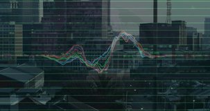 Animation of financial graph and data processing over cityscape. Global business, finances, data processing and digital interface concept digitally generated video. - Powered by Shutterstock - Get 15% off with code: PIKWIZARD15