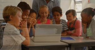 Animation of financial data processing over diverse schoolchildren in class. Global education, computing and data processing concept digitally generated video. - Powered by Shutterstock - Get 15% off with code: PIKWIZARD15