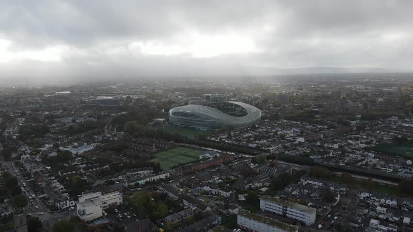 Stormy sky over Aviva Stadium in Dublin