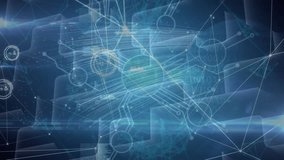 Animation of network of connections and data processing over blue background. Global connections digital interface data processing concept digitally generated video. - Powered by Shutterstock - Get 15% off with code: PIKWIZARD15