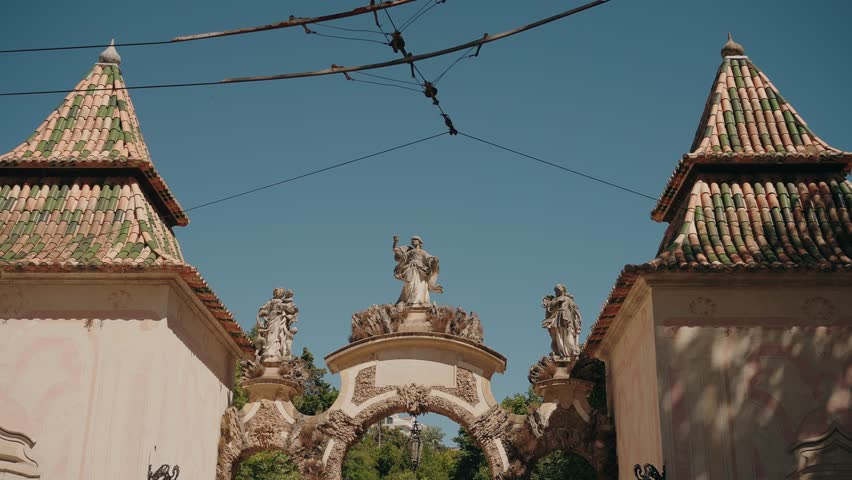 Baroque entrance of Parque de Santa Cruz (Jardim da Sereia), Coimbra, Portugal