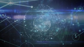 Animation of network of profile icons and globe of network of connections against blue background. Global networking and business technology concept - Powered by Shutterstock - Get 15% off with code: PIKWIZARD15
