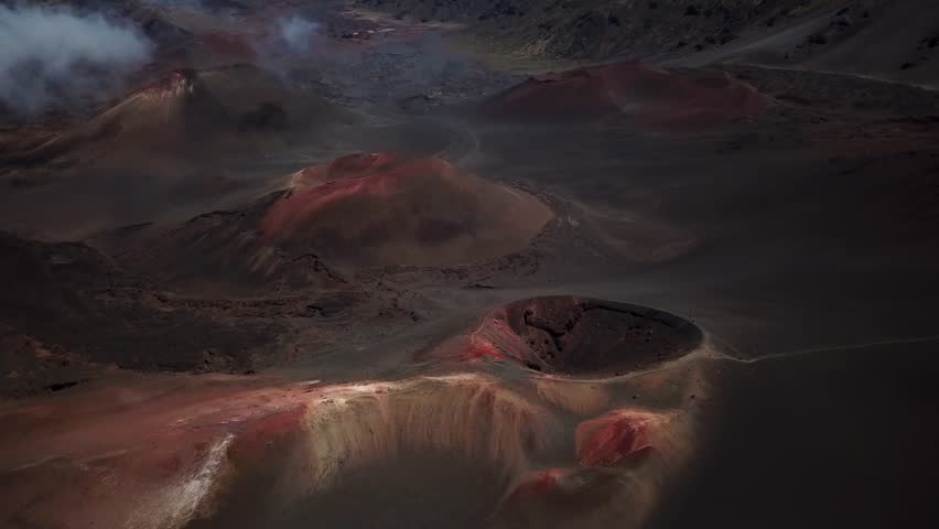 Haleakala volcano and craters drone footage, Maui Hawaii. High quality 4k footage