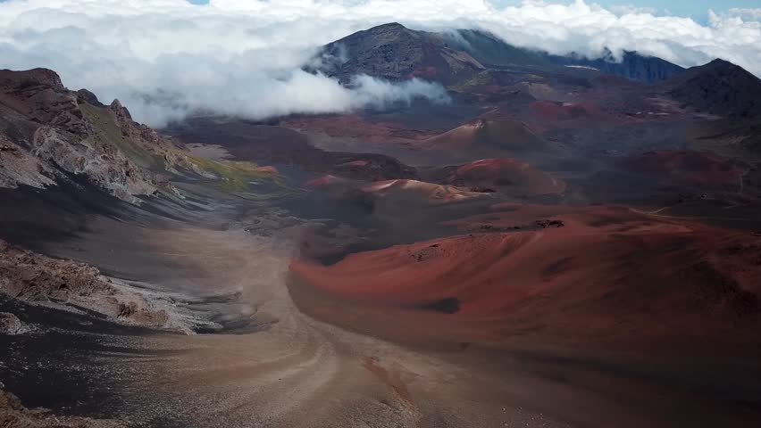 Haleakala volcano and craters drone footage, Maui Hawaii. High quality 4k footage