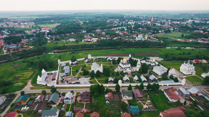 Aerial view of Pokrovsky Monastery in Suzdal, Russia
