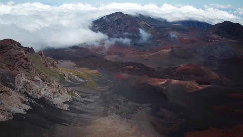 Haleakala volcano and craters drone footage, Maui Hawaii. High quality 4k footage