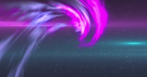 Magenta-purple ribbon entering upper-right, sweeping, rotating, detaching fragment, forming nebula. Cosmic, aurora, space, starfield, swirl, loop, luminous - Powered by Shutterstock - Get 15% off with code: PIKWIZARD15