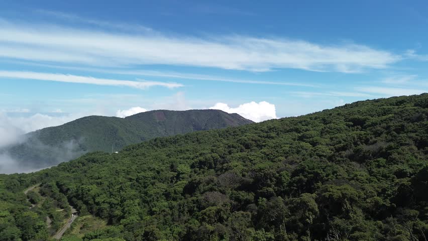 Slow Aerial Reveal Shot from Forest to Poás Volcano Crater – 4K Nature Landscape Costa Rica