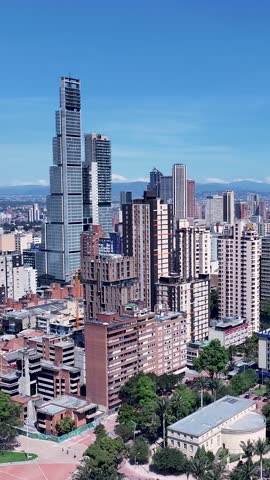 Bogota Skyline In District Capital Colombia. Metropolis Downtown District. Stunning Cityscape. Offices Buildings. Bogota Skyline In District Capital Colombia. Skyscrapers Scenery. Outdoor Skyline.