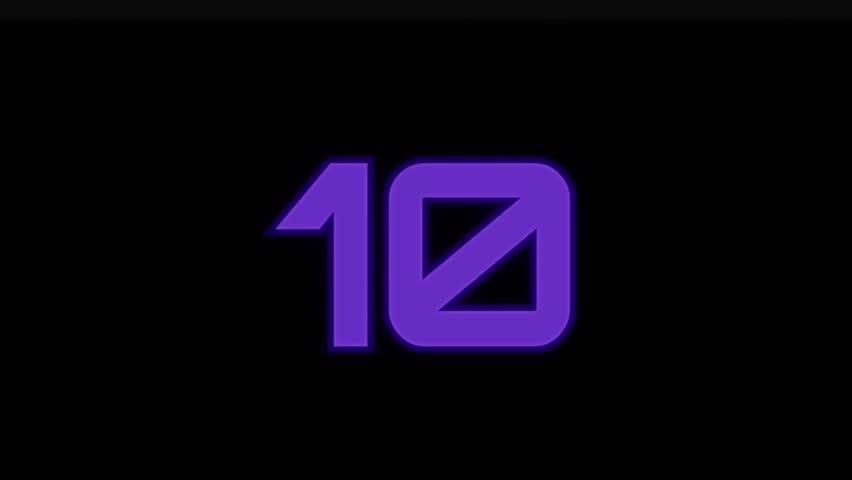Video showing a countdown sequence with numbers eight five and one